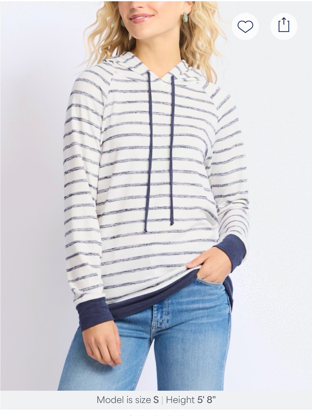 Staccato Navy & White Striped Hooded Pullover